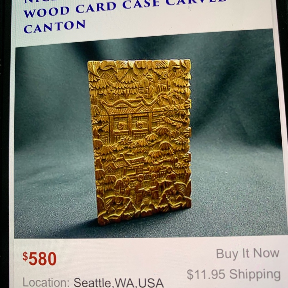 Vintage antique hand carved card cases - Picture 5 of 6